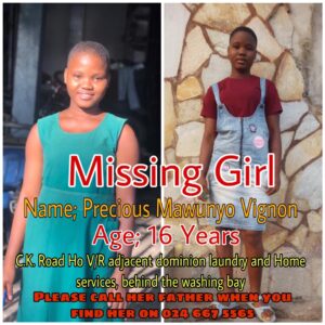 PUBLIC ANNOUNCEMENT: Missing 16 year old girl