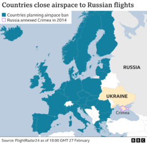 Ukraine invasion: EU shuts airspace to Russian planes
